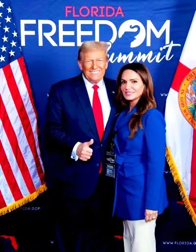 Florida State Sen. Ileana Garcia poses with Donald Trump at the Florida Freedom Summit on Nov. 4, 2023.