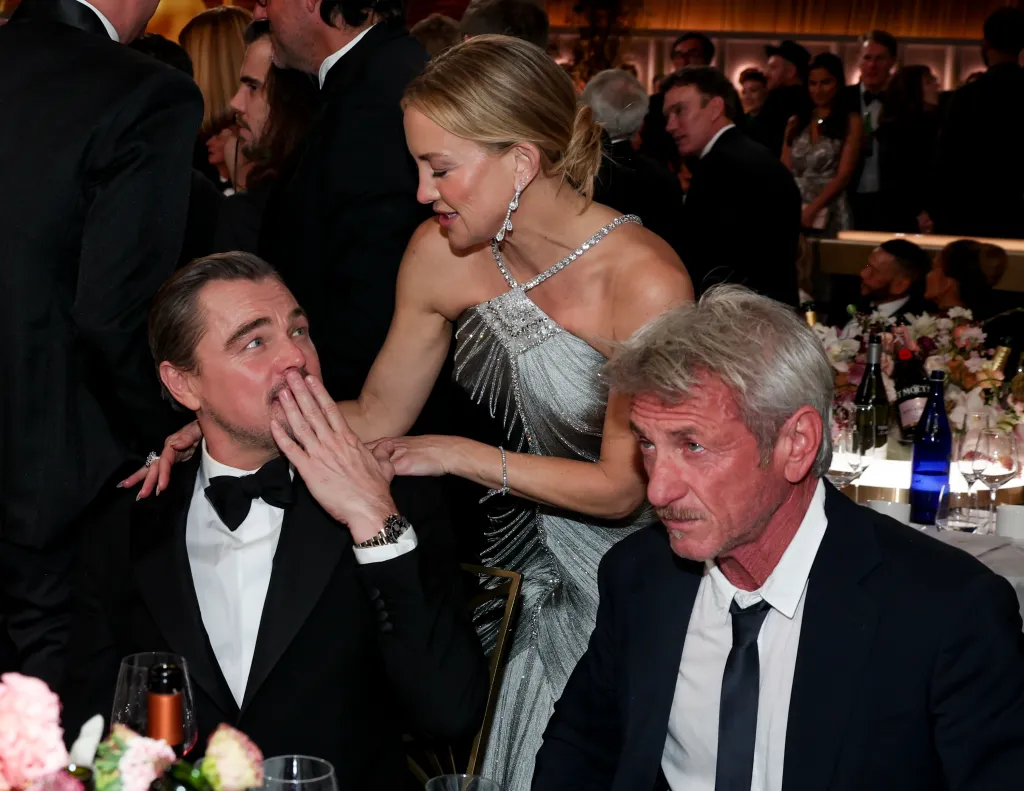 Leonardo DiCaprio, Kate Hudson, and Sean Penn at the 83rd Annual Golden Globes.