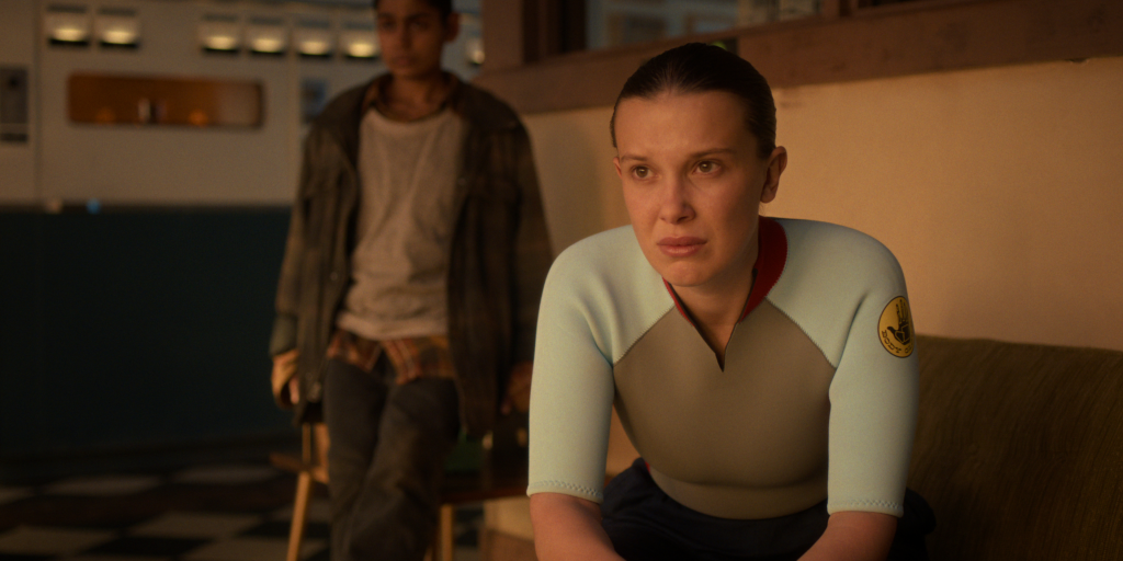 Linnea Berthelsen as Kali and Millie Bobby Brown as Eleven in 
