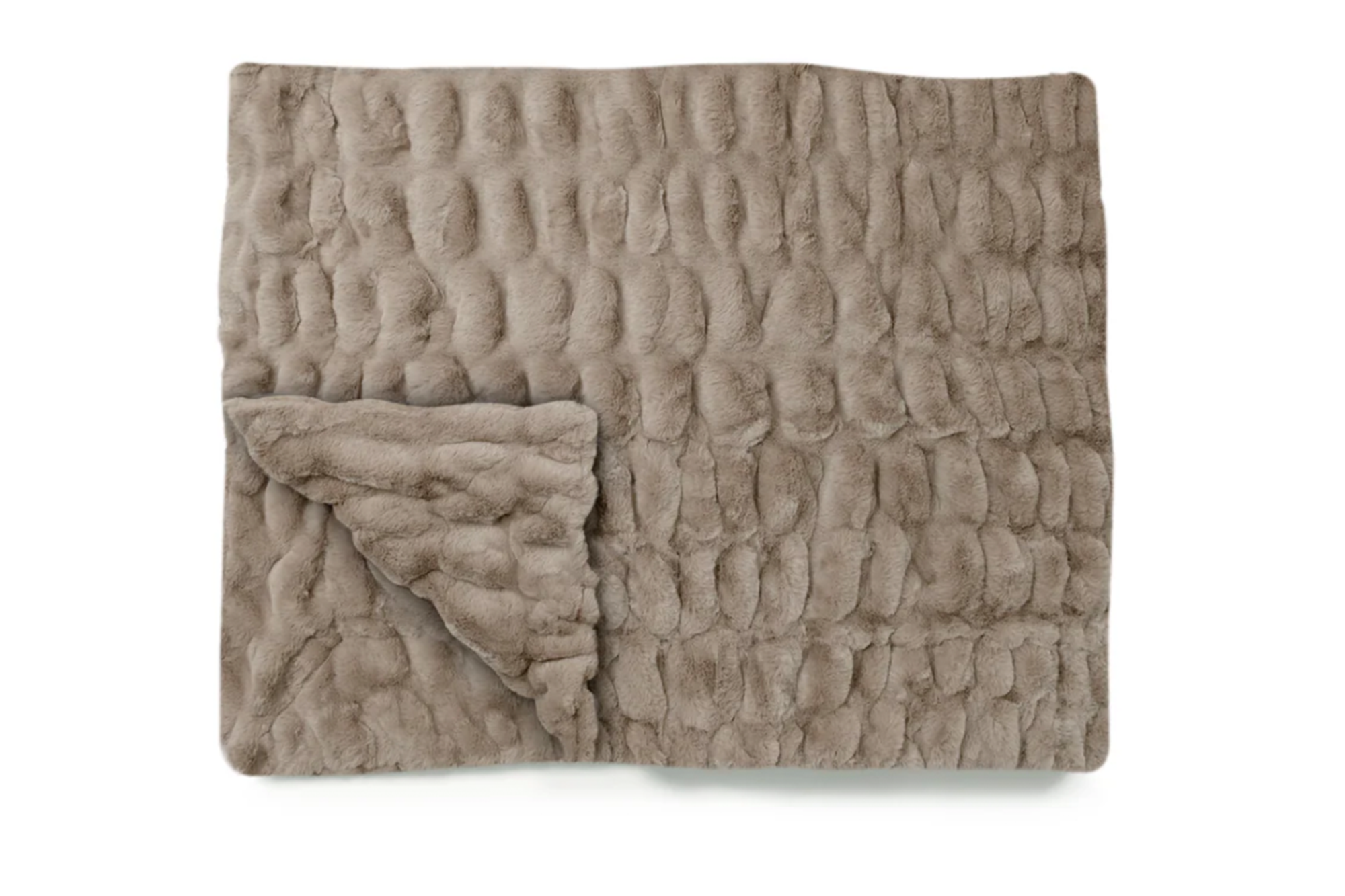 Soft, textured brown blanket with a folded corner.