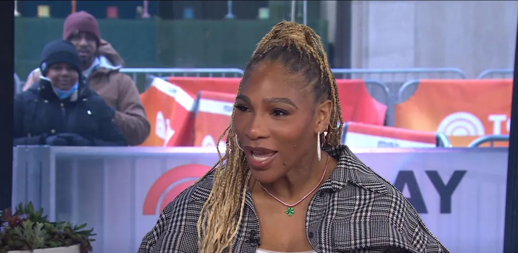 Serena Williams smiling during an interview.