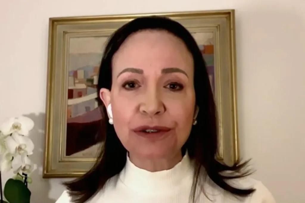 Venezuelan opposition leader Maria Corina Machado speaking during an interview.