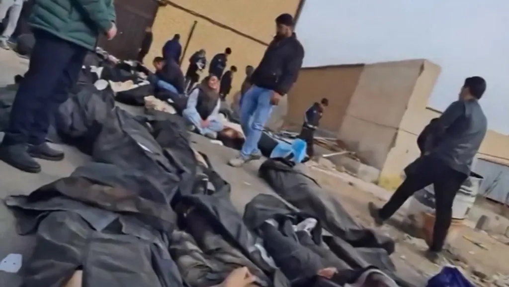 Dozens of bodies are spread across the ground at the Tehran Province Forensic Diagnostic and Laboratory Centre in Kahrizak on Jan. 10, 2026.