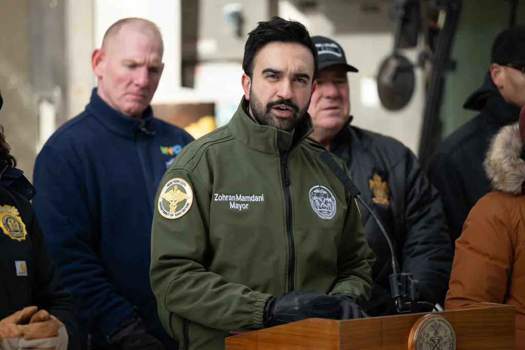 Mayor Zohran Mamdani speaks at a press conference on winter weather preparations.