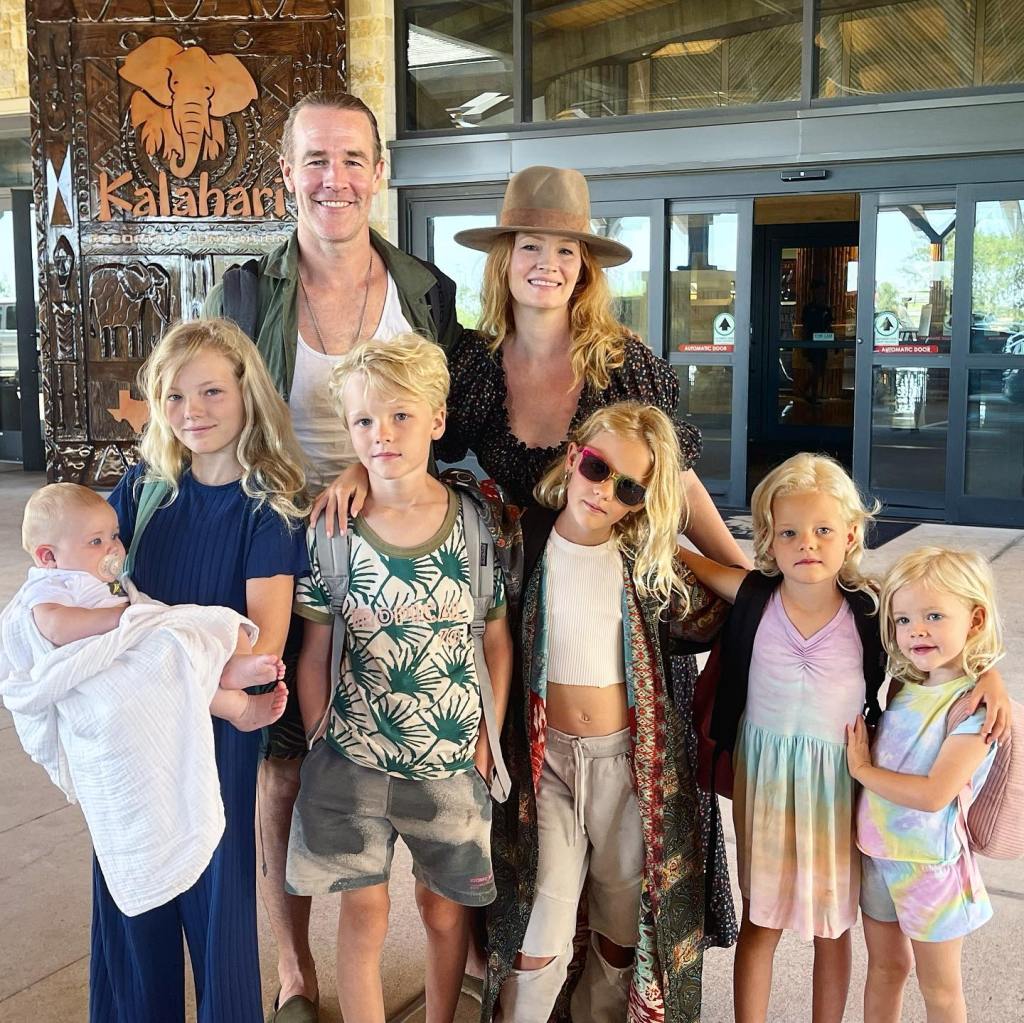 James Van Der Beek and his wife Kimberly with their six children.