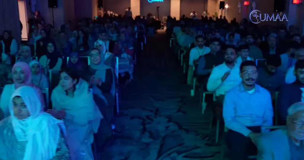 Men and women are seated separately at the 2024 Universal Muslim Association of America Annual Convention.