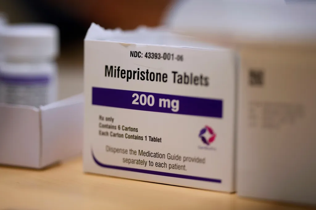 A box of 200 mg Mifepristone Tablets.