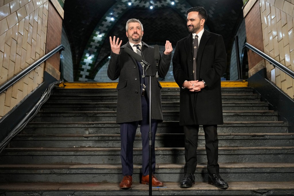 Mike Flynn speaking after being introduced by Mayor Zohran Mamdani.