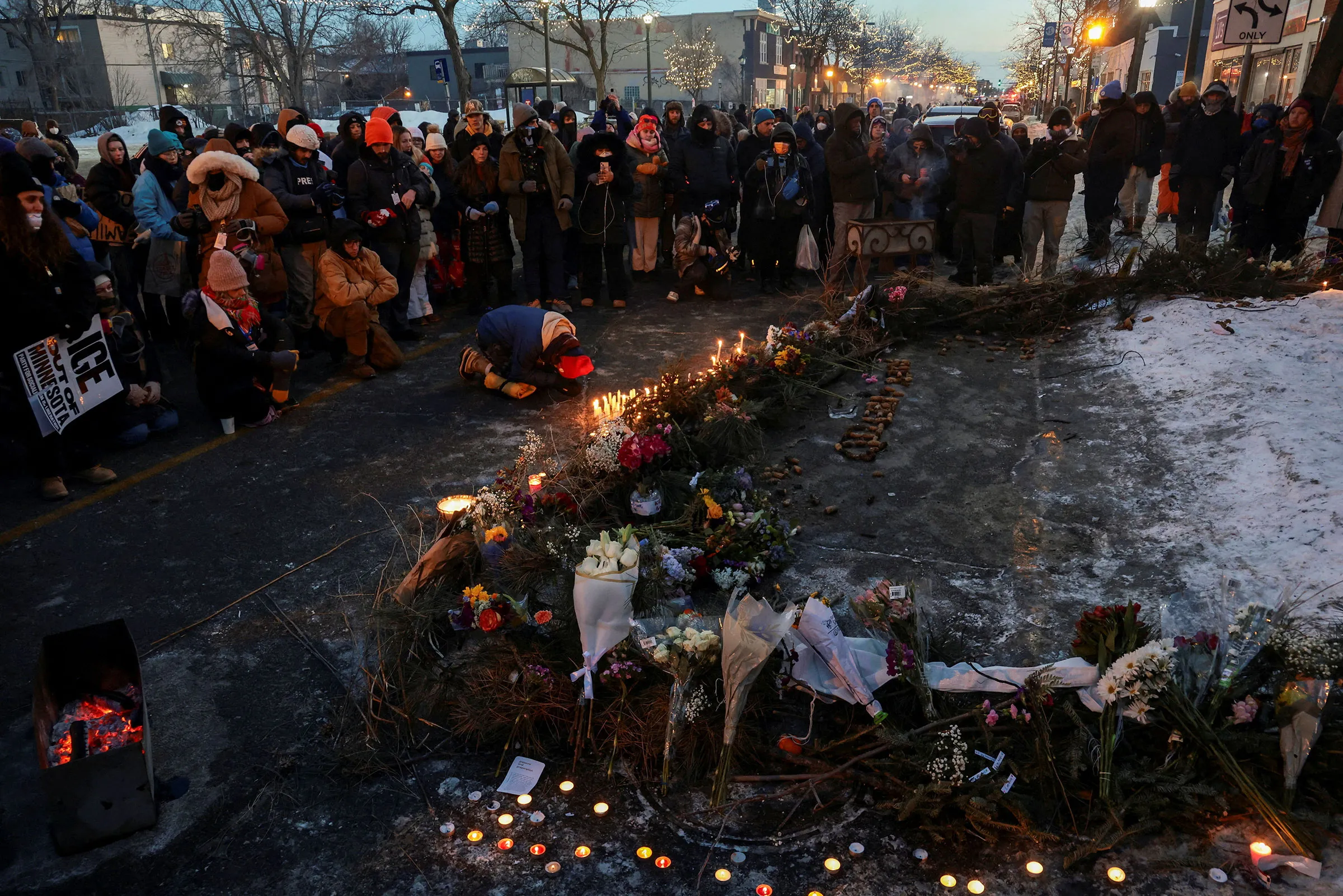 Protest against ICE after federal agents fatally shot a man while trying to detain him, in Minneapolis