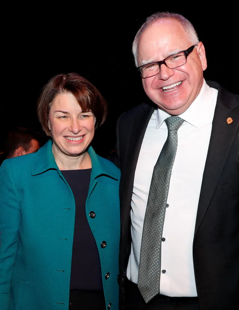 Sen. Amy Klobuchar and Minnesota Gov. Tim Walz pose for a picture on Jan. 7, 2019.