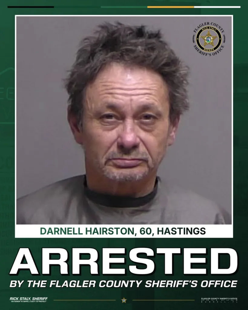 Mugshot of Darnell Hairston, 60, who was arrested by the Flagler County Sheriff's Office.