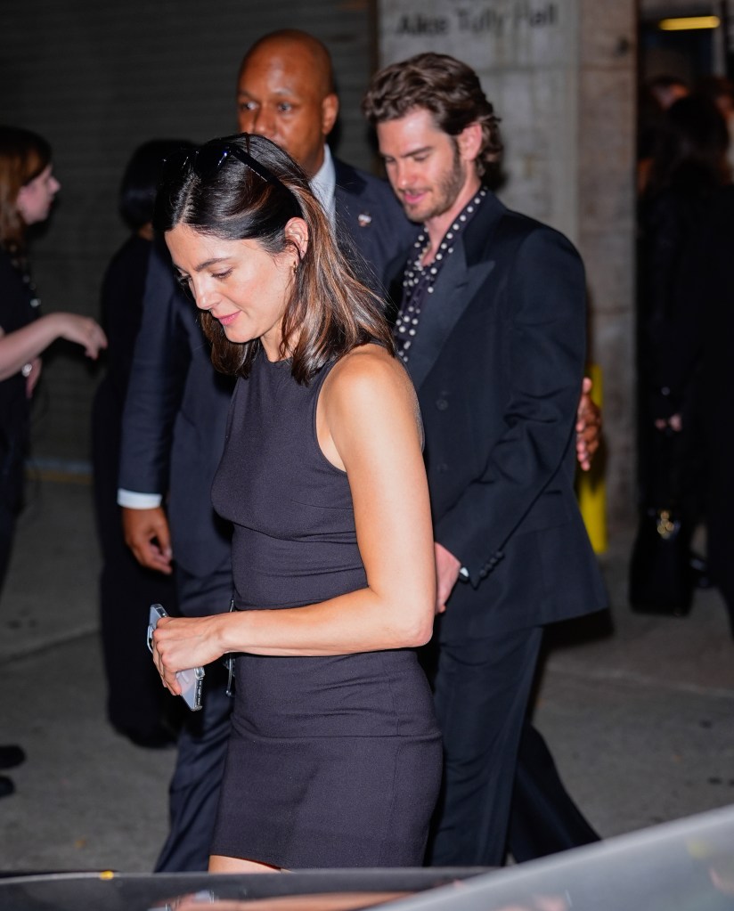 Monica Barbaro and Andrew Garfield attending an event.