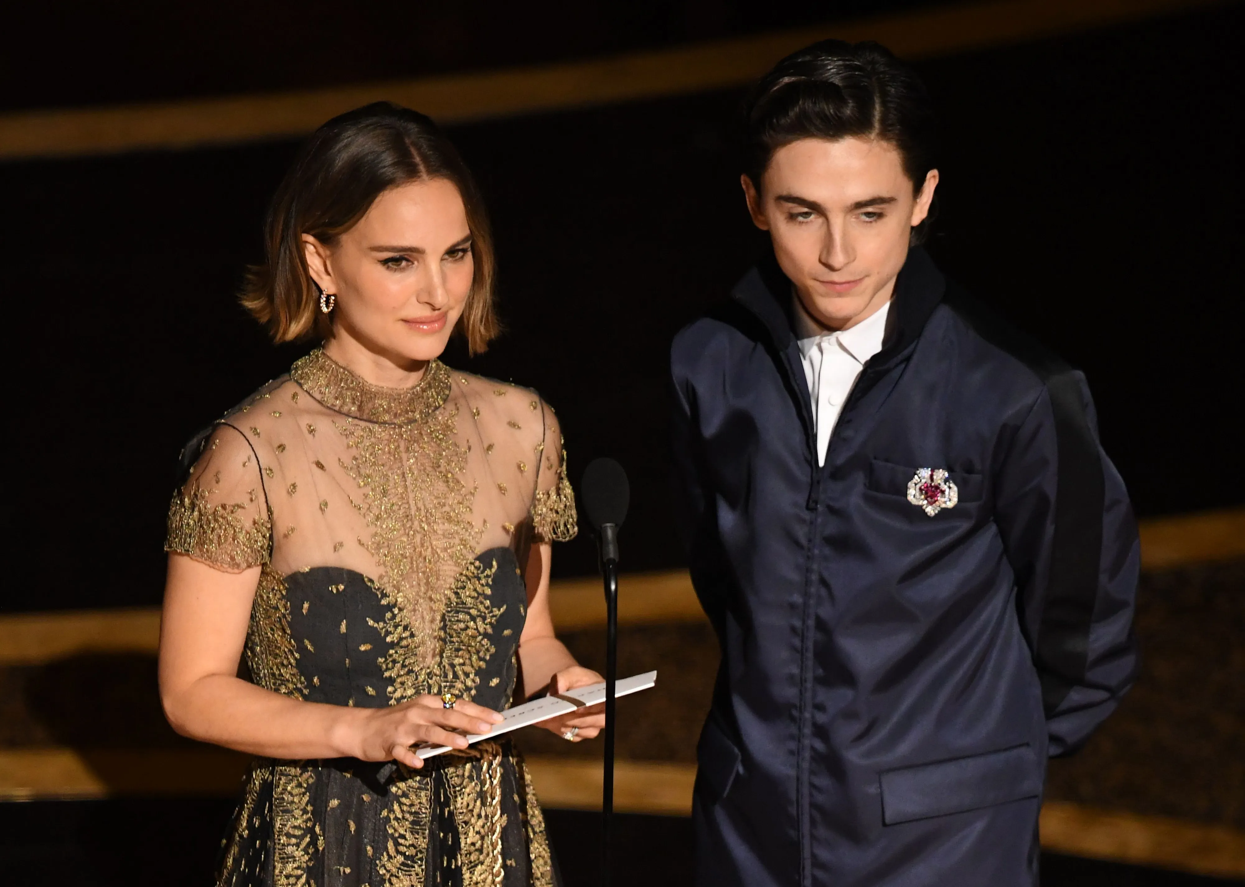 Natalie Portman and Timothee Chalamet at the 2020 Academy Awards