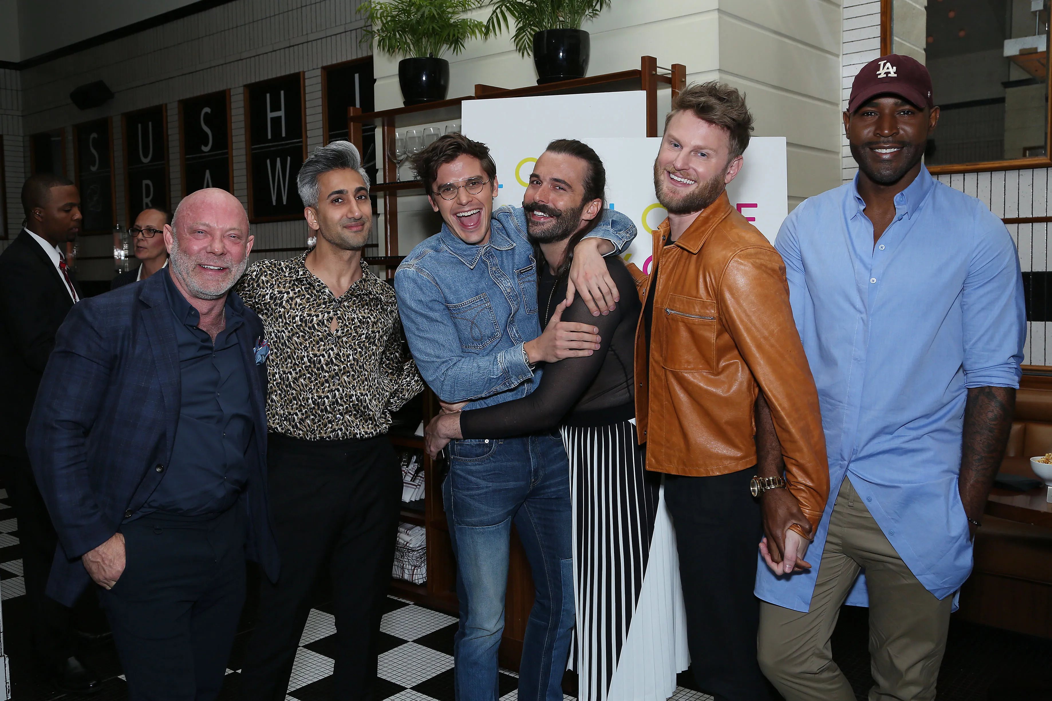 David Collins, Tan France, Antoni Porowski, Jonathan Van Ness, Bobby Berk, and Karamo Brown at the Netflix FYSEE Screening for Queer Eye Season Three.