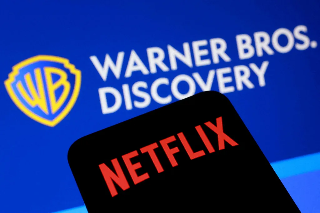 Illustration of Netflix and Warner Bros. Discovery logos.