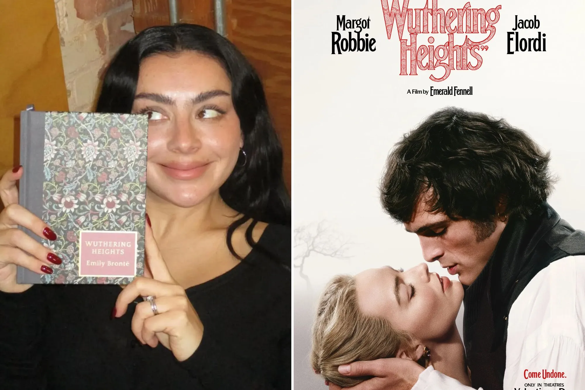 An image collage containing 2 images, Image 1 shows Charli XCX holding a copy of