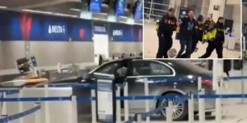 Driver crashes into Detroit Metro Airport terminal— hauled away by police in shocking scene
