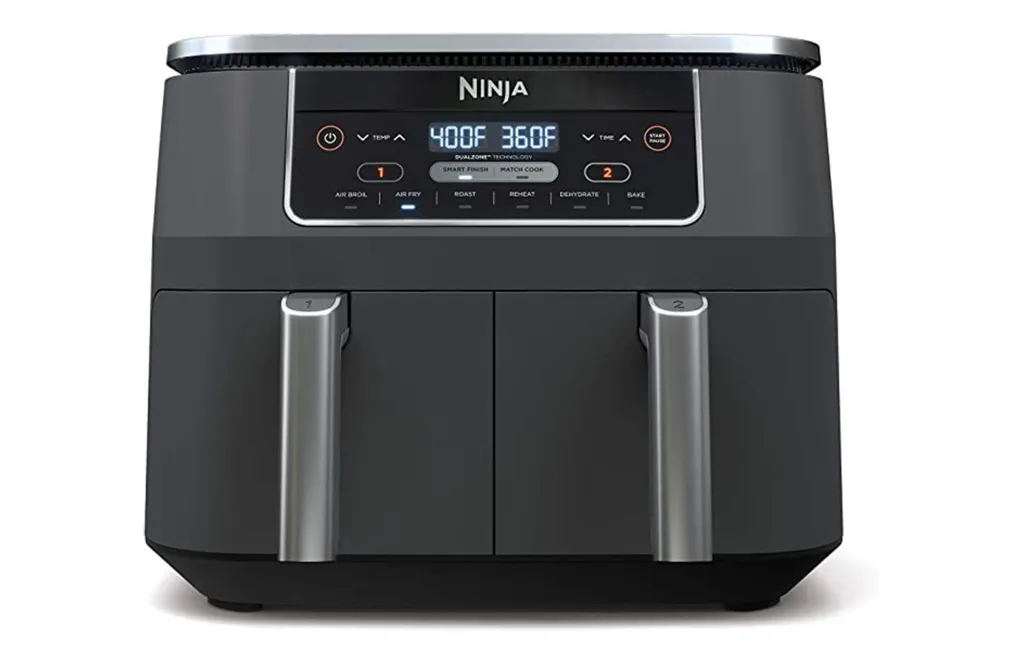 Ninja DualZone air fryer with two baskets.