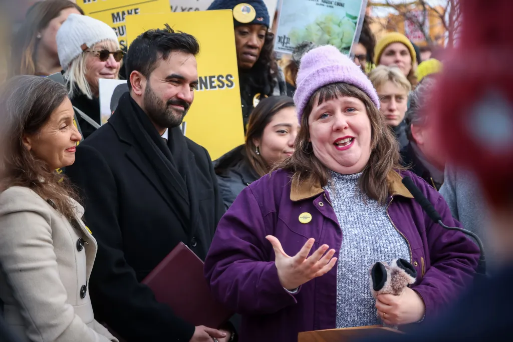 Emily Gallagher, NY State Assemblymember, center right,