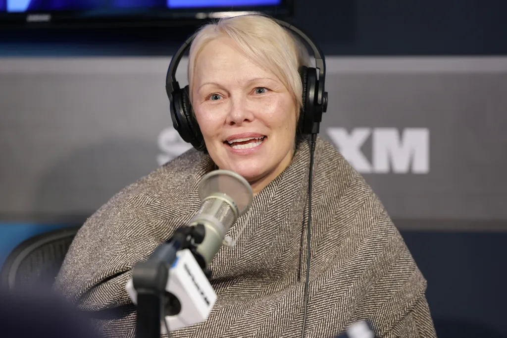 Pamela Anderson visiting SiriusXM Studios.