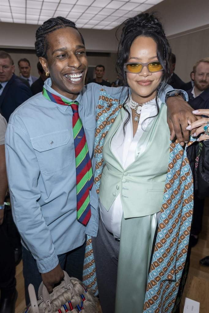 Rihanna and A$AP Rocky sit front row at the Dior Homme Menswear Spring/Summer 2026 show.