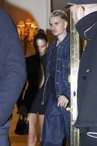 Romeo Beckham and Kim Turnbull in Paris.