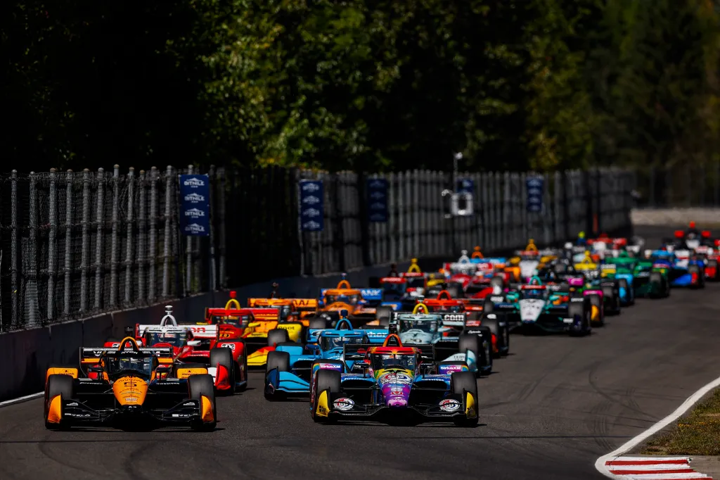 Indycar race start at the Grand Prix of Portland.