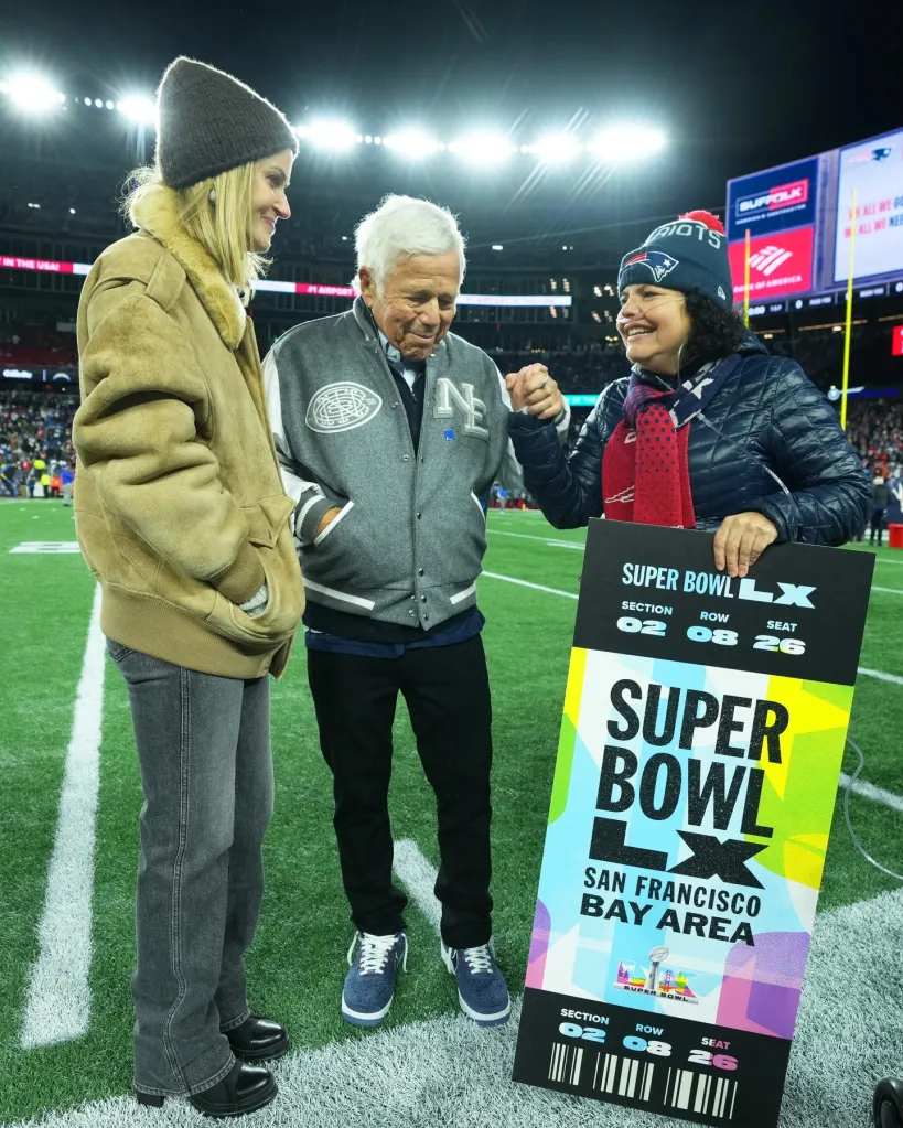 Sepulveda fought back tears of joy as Kraft presented the tickets on behalf of himself and his wife, Dana Kraft.