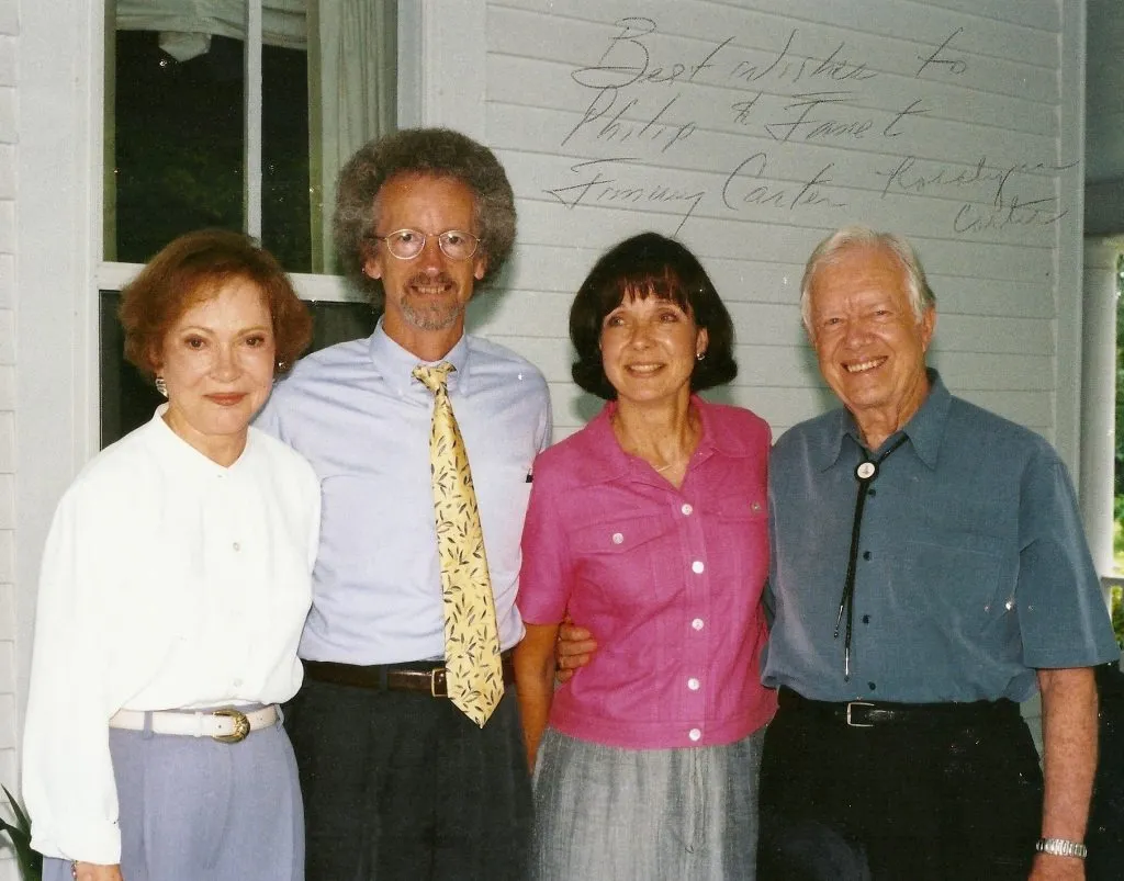 Philip and Janet Yancey pictured with Rosalynn and Jimmy Carter.