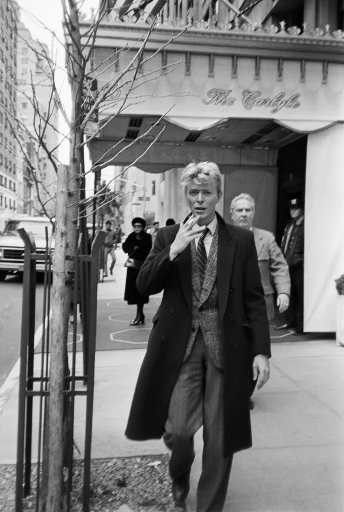 David Bowie on Madison Avenue outside the Carlyle Hotel.