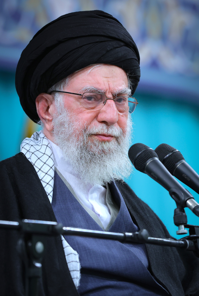 Supreme Leader Ayatollah Ali Khamenei at a meeting in Tehran.
