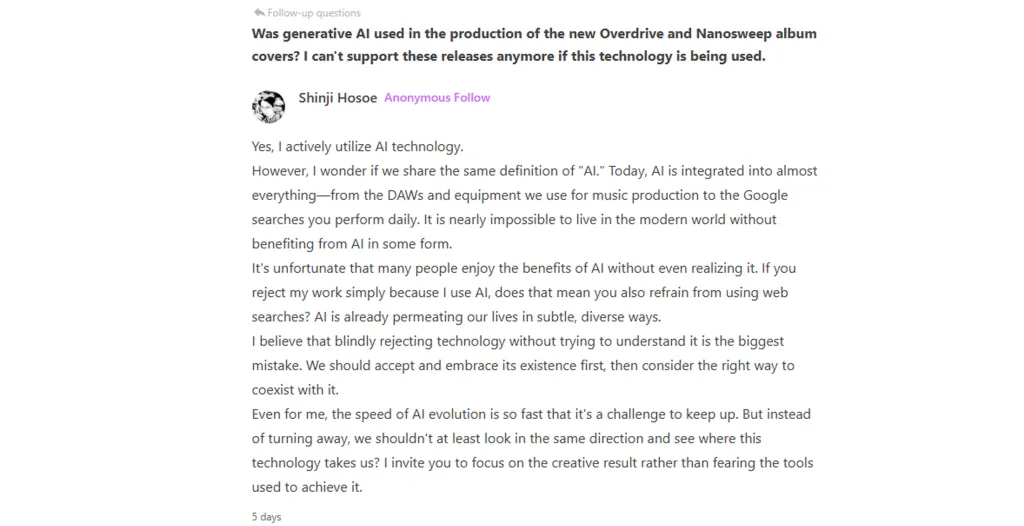 PLZA Composer Shinji Hosoe AI Post