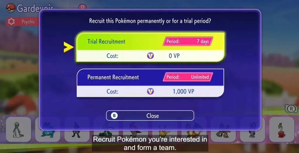 Pokémon Champions Recruit Screen
