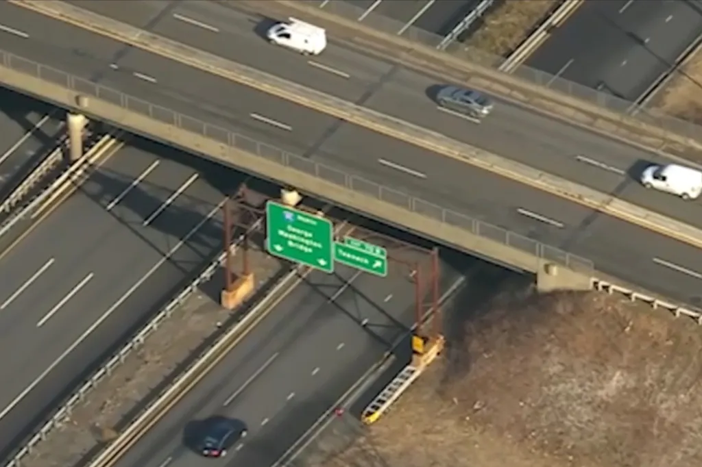 The rock was thrown on the New Jersey Turnpike in Teaneck Township.