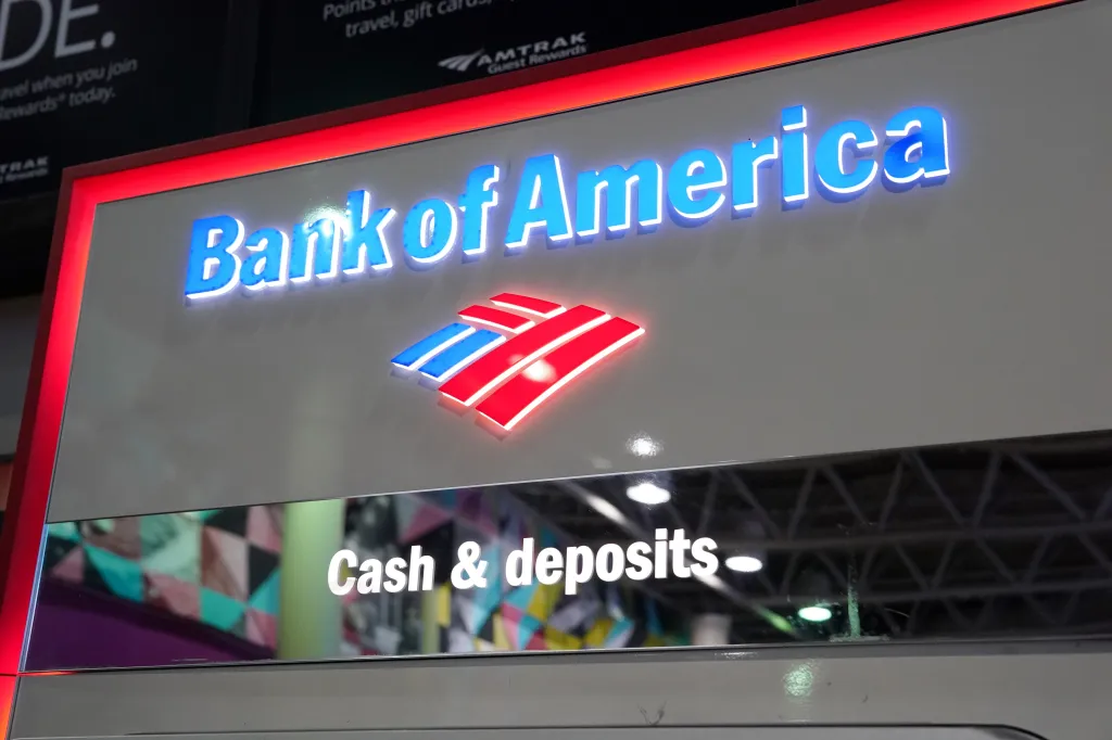 Bank of America ATM sign that says 