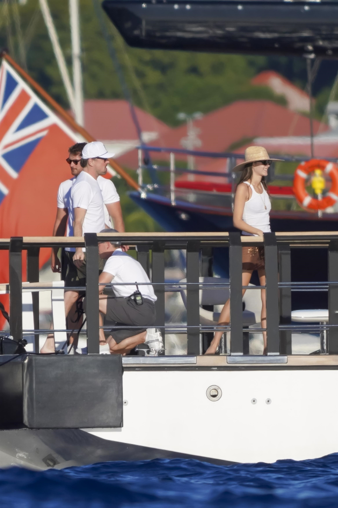 Vittoria Ceretti on a yacht in Saint-Barth.