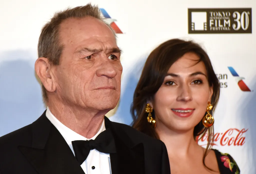 Tommy Lee Jones (L) as president of jury, poses with his daughter Victoria Jones (R) in a photo session prior to the opening ceremony of the 30th Tokyo International Film Festival in Tokyo on October 25, 2017.