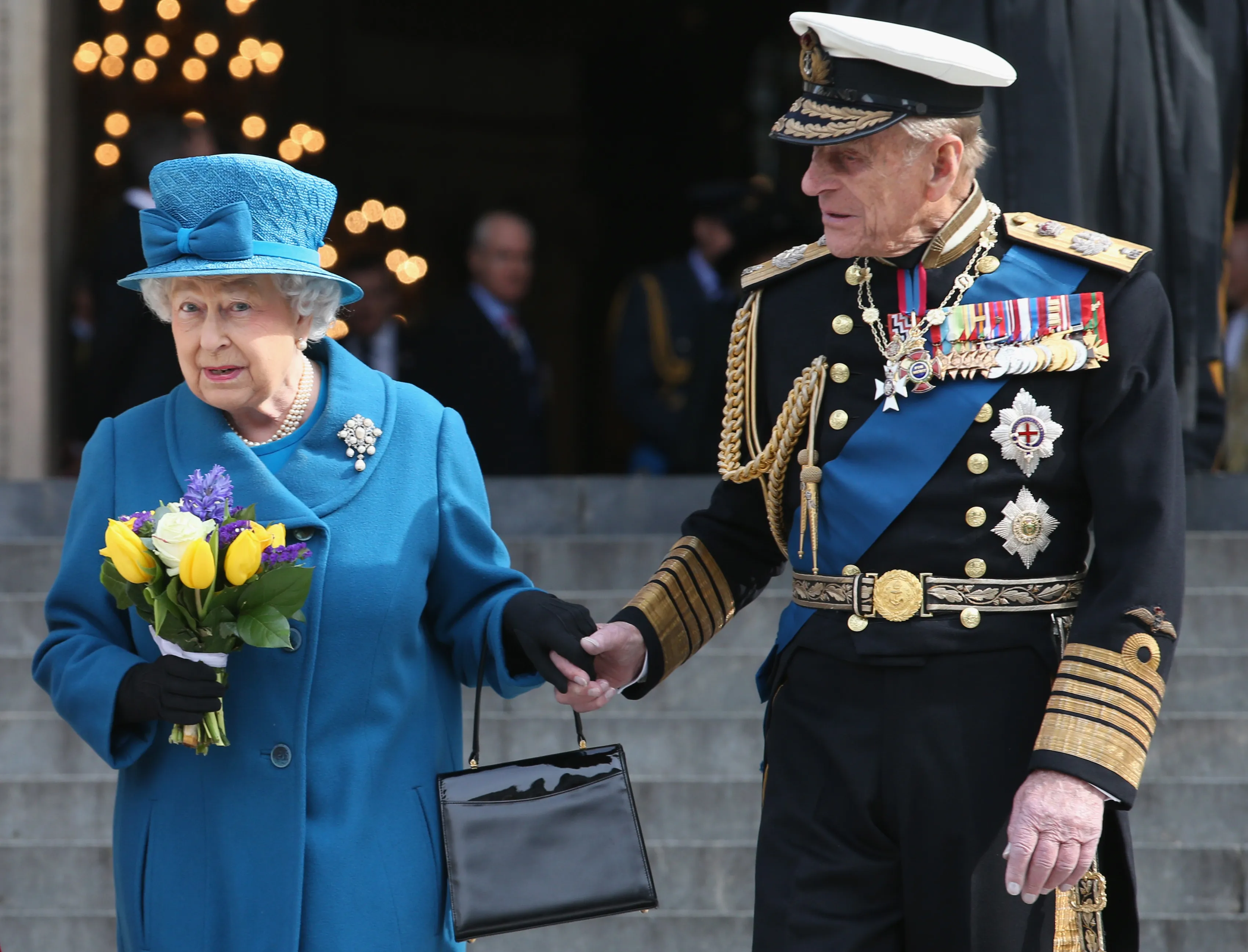 Prince Philip, Duke of Edinburgh (R) and Queen Elizabeth II.