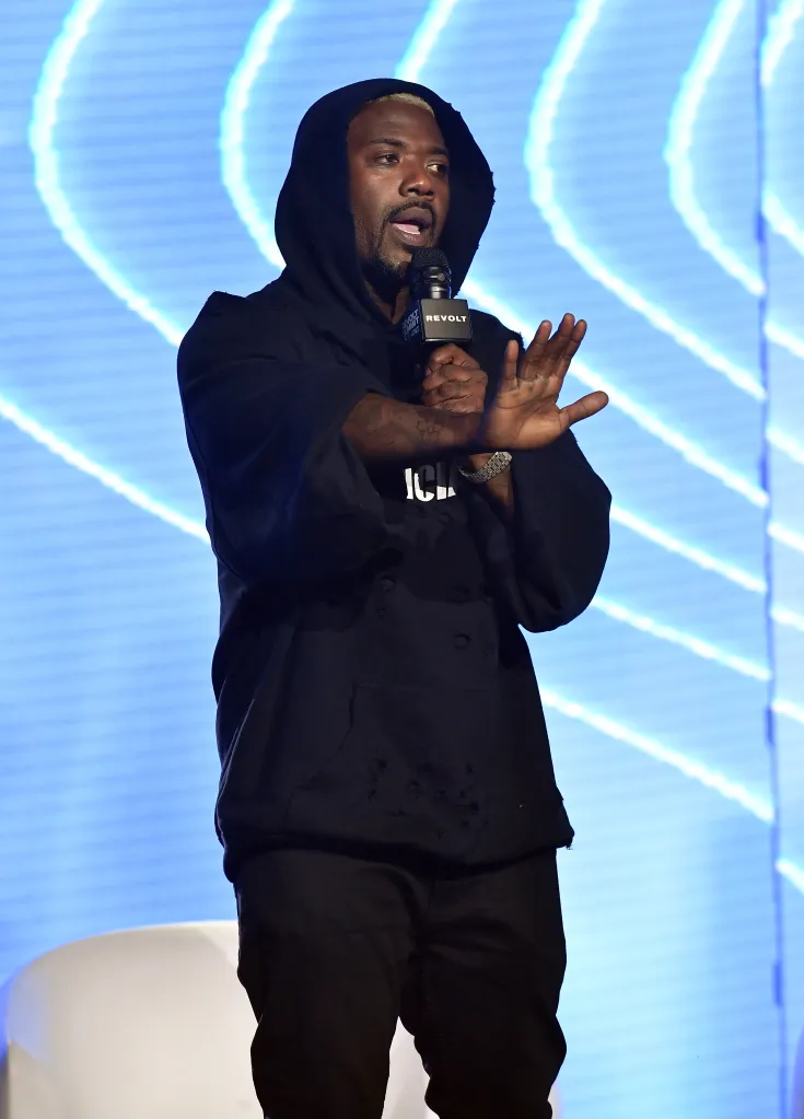 Ray J speaking onstage at the 2022 Revolt Summit in Atlanta, Georgia.