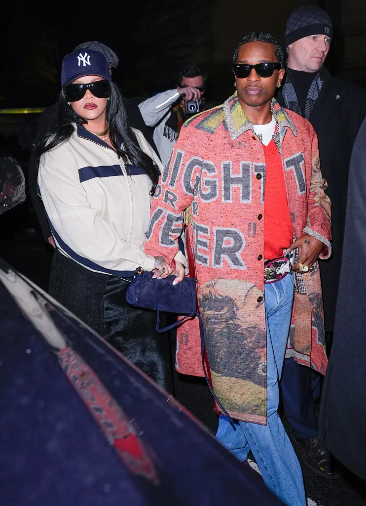 Rihanna and ASAP Rocky walk together in New York City.
