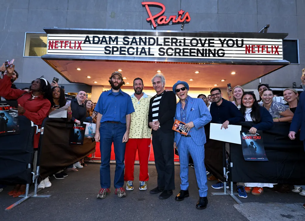 Ronald Bronstein, Adam Sandler, Josh Safdie, and Rob Schneider attend the Adam Sandler: Love You Netflix NY Special Screening at The Paris Theatre on August 20, 2024 in New York City.