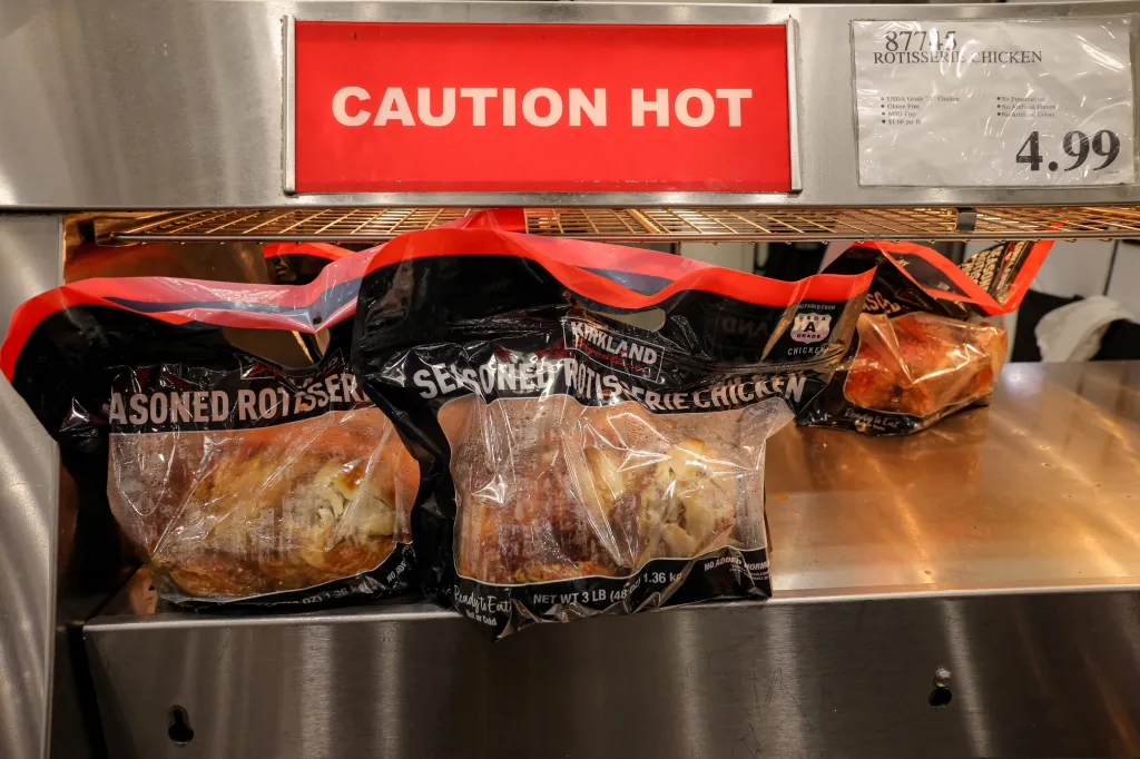 Rotisserie chickens for sale at a Costco store in New York.