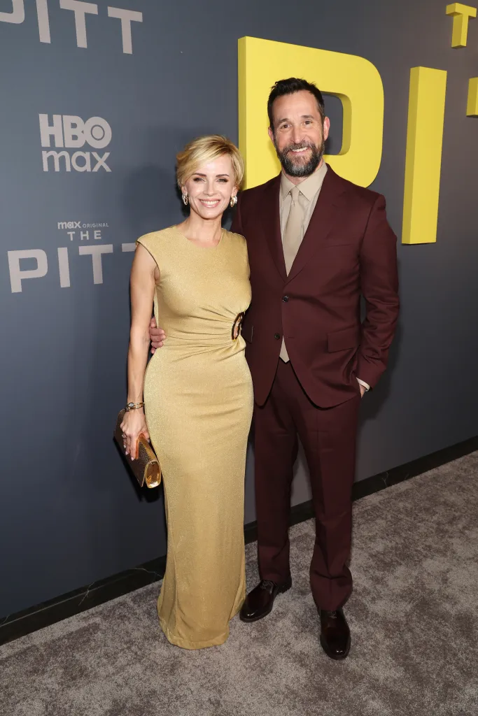 Sara Wells and Noah Wyle attending the red carpet premiere of 