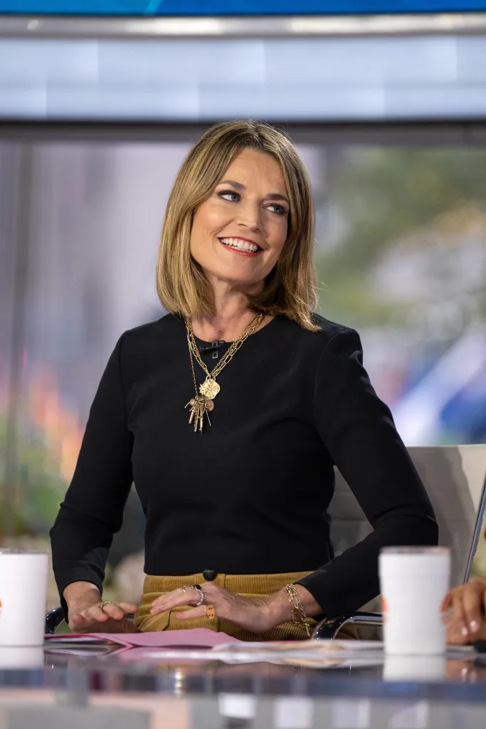 Savannah Guthrie smiling during a talk show.