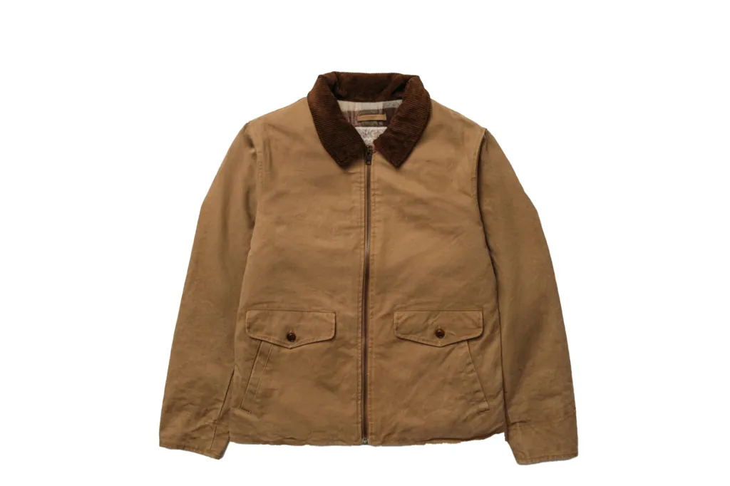 Schott brown jacket with corduroy collar.