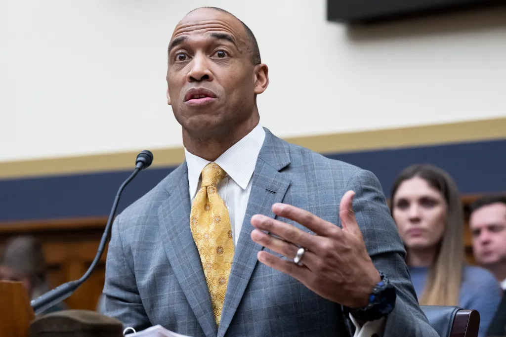Secretary of Housing and Urban Development Scott Turner testifies during a House Financial Services Committee hearing on Capitol Hill on Jan. 21, 2026.