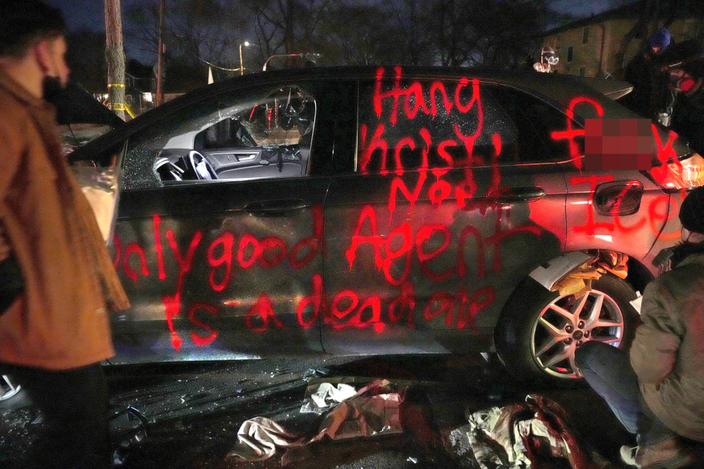 Vandalized car with 