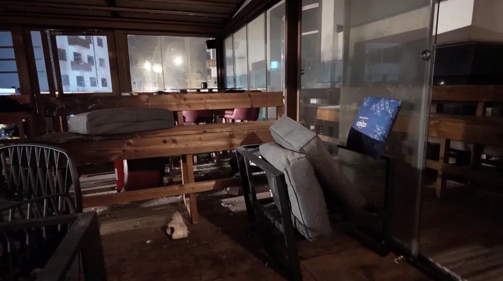 The site of an explosion and fire at the 