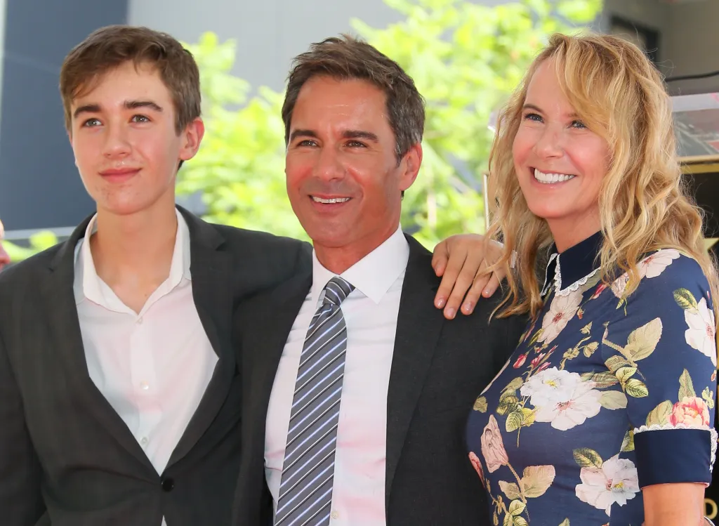Eric McCormack, his son Finnigan McCormack, and wife Janet Holden at the Hollywood Walk of Fame ceremony.