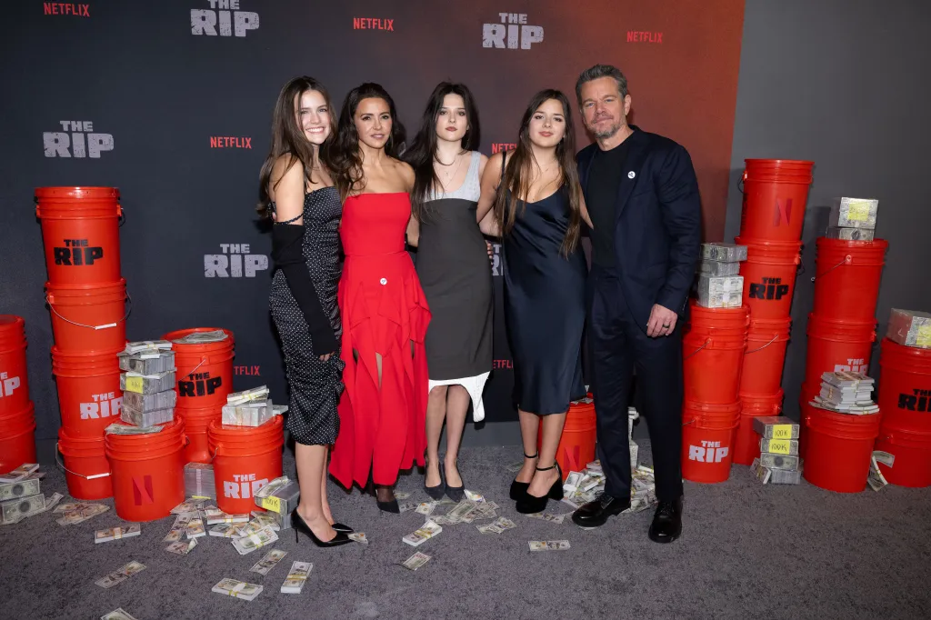 Matt Damon joined by his wife and three of his daughters at 